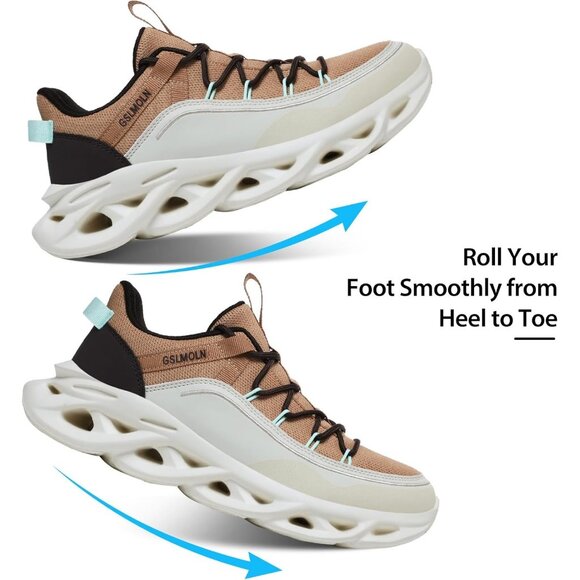 Men\'s Khaki Walking Running Tennis Cross Training Sneakers Athletic Shoes main image 4